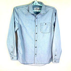91 Denim Button Down Australian Shirt Mens Size M Blue Cotton Long Sleeve